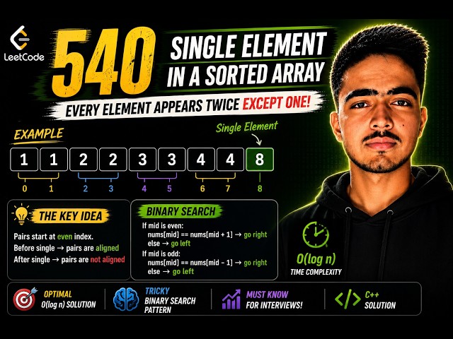LeetCode 540 | Binary Search Pattern | O(log n)