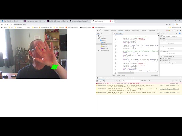 wrist tracking - mediapipe in browser