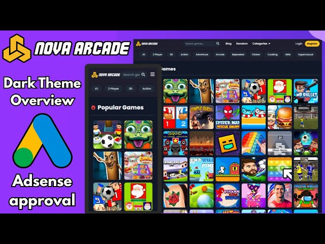 Nova Arcade HTML 5 Game Portal PHP Script | Dark Theme Overview