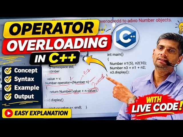 Operator Overloading in C++ Explained 🔥 | Syntax, Examples & Real Life Use #Cpp #oops