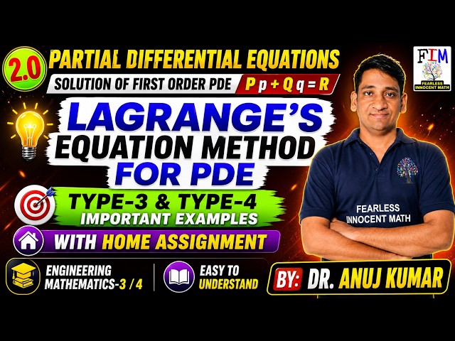 🔥Lagrange Method for Partial Differential Equation | Solution of Quasi Linear PDE by Lagrange Method
