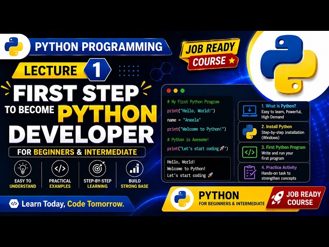 Python Tutorial for Beginners 2026 | Lesson 1: What is Python? First Program & Installation