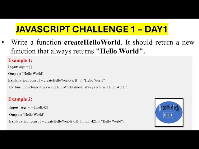 JavaScript Challenge 1 | Leetcode Challenge 1 | Learn Javascript #bharathedutech