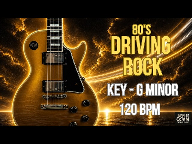 80's Driving Rock Backing Track in G Minor - Guitar Jam 120 BPM