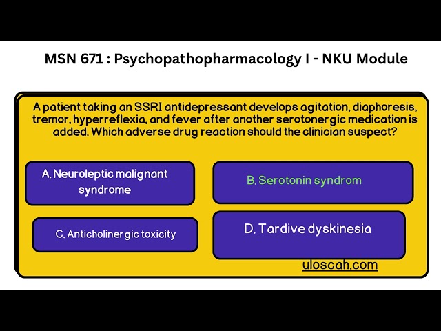 MSN 671  Psychopathopharmacology I   NKU Module 4 quiz 6