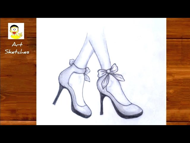 How to draw high heels with feet for beginners || Drawing legs with heels | Pencil  || shoes drawing