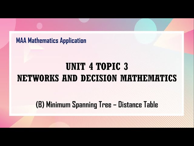 [MAA] 4.3 B Networks and Decision Mathematics - Minimum Spanning Tree (Distance Table)