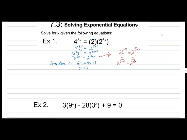 7 3 Solving Exponential Functions F2020