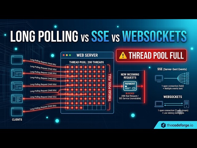 Long Polling Held Every Thread and Blocked Payments — Long Polling vs SSE vs WebSockets