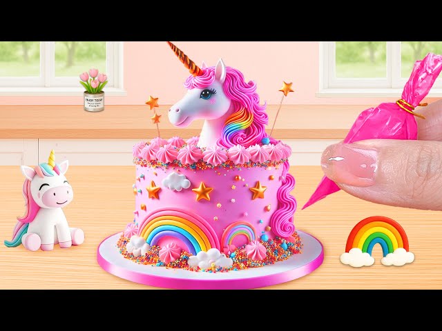 Pink Unicorn Cake Challenge 🦄🌈Rainbow Cream vs Colorful Frosting Battle | Lily Little Cake