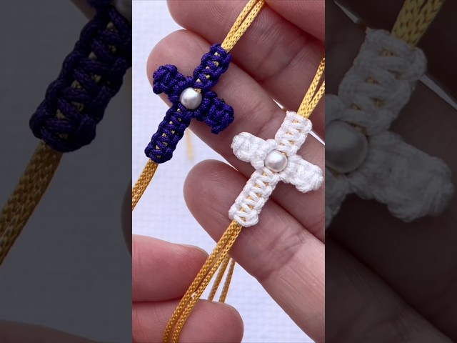 DIY Mini Macrame Cross  #bracelet #macramebracelet