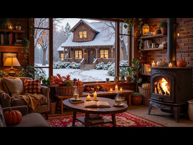 Winter Cabin Jazz ❄️ Smooth Relaxing Jazz Music with Fireplace for Comfort & Calm Winter Moments