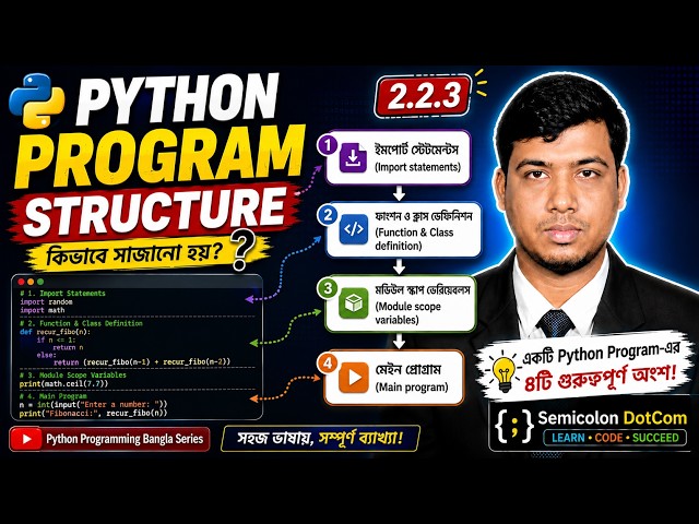 Python Program Structure | Import, Function, Class & Main Program Explained | Python Bangla 2.2.3