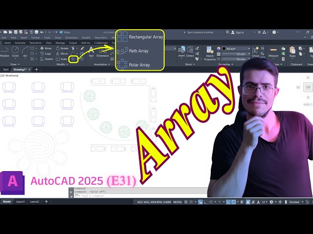 AutoCAD 2025 Tutorial for Beginners (E31) | ARRAY Command Mastery — Rectangular, Polar & Path