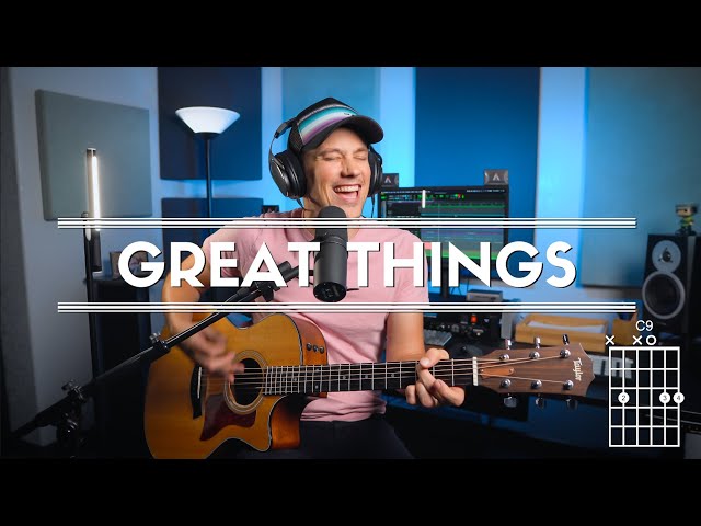 Great Things - Phil Wickham Acoustic Cover with chord diagrams and harmony