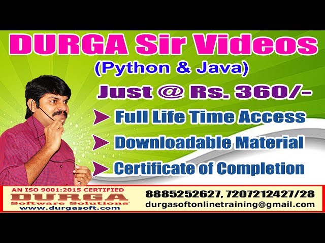 DURGASOFT Java and Python Videos Just @ Rs 360/-.
