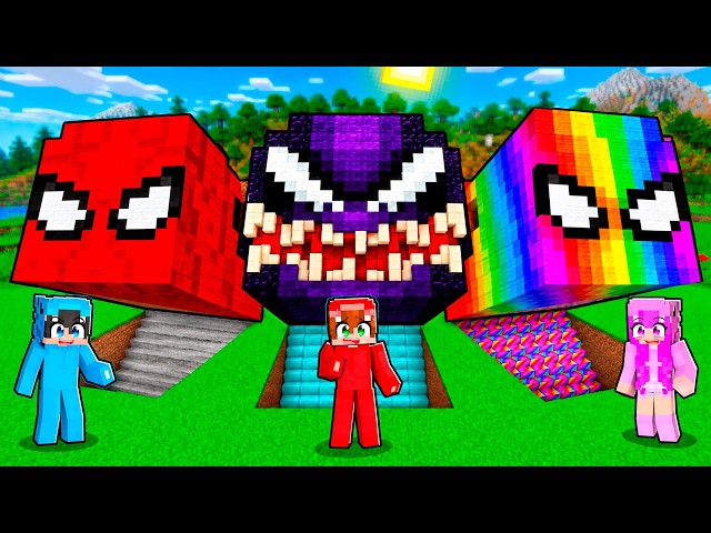 We Built SECRET UNDERGROUND SPIDER-MAN BASES in Minecraft!