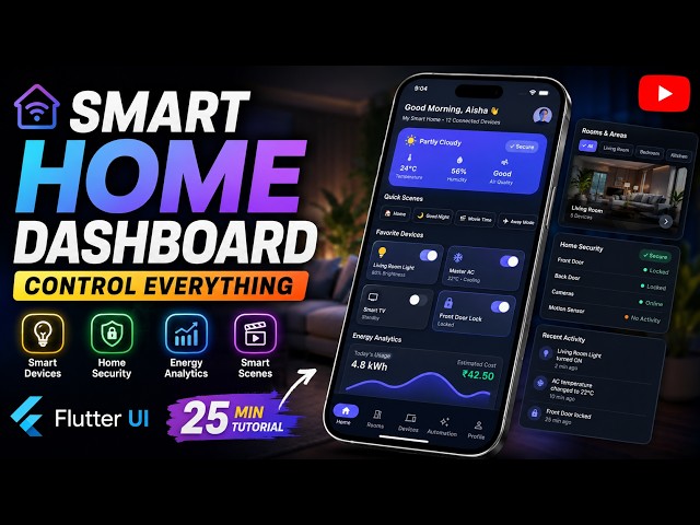 Smart Home Control Dashboard UI Design Concept In Flutter || Amazevalley || PART - 01