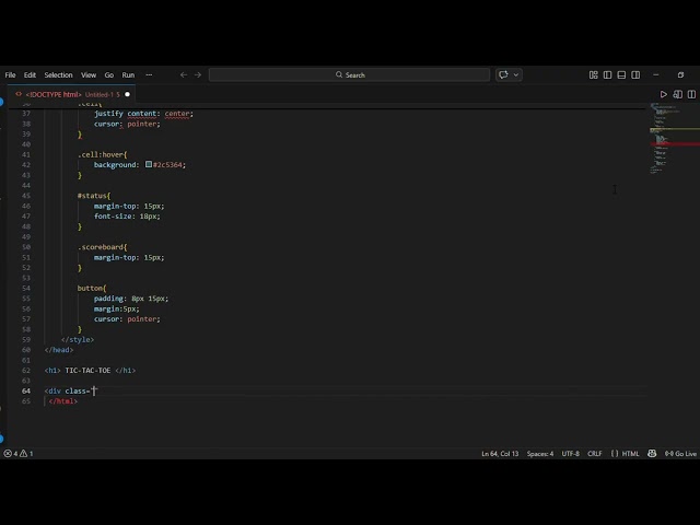 Creating a Tic-Tac-Toe Game using HTML , CSS ,Javascript part-2