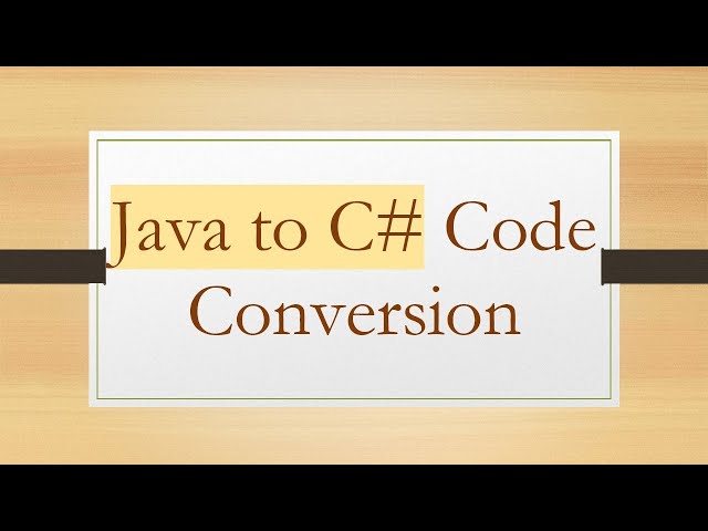 Java to C# Code Conversion