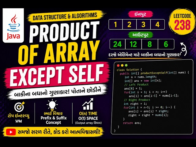 Product of Array Except Self (LeetCode 238) ગુજરાતીમાં સમજૂતી | Prefix & Suffix Concept