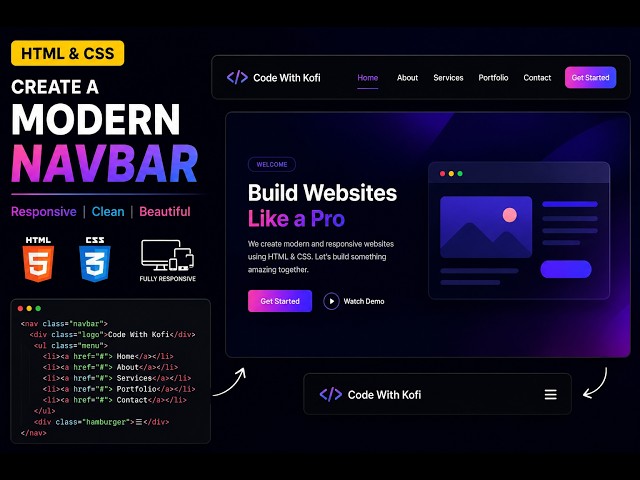 How to create a modern navbar with HTML and CSS