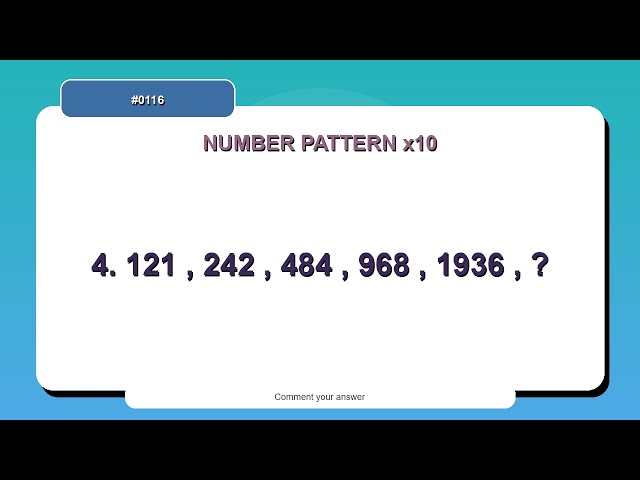 Number Pattern Challenge #0116 | 10 Number Pattern Practice Questions