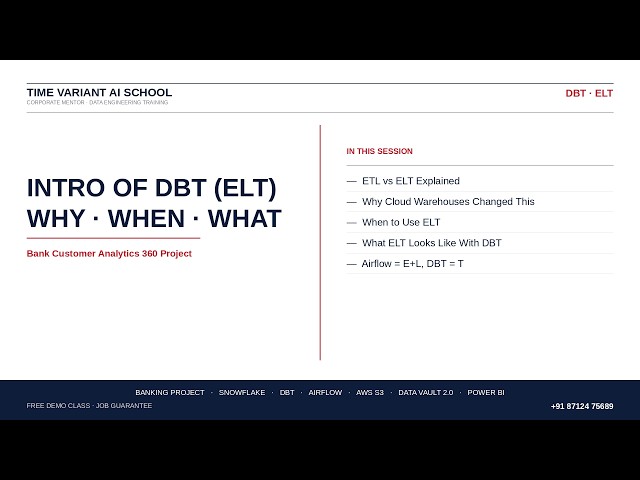 DBT & ELT Explained: Why, When and What | Data Engineering Course #dataengineering