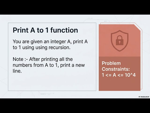 Day32 | P05-07 - Week06 | Print A to 1 function | Decreasing Increasing in one Function | Output - 7