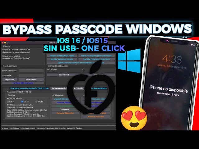 😍BYPASS PASSCODE FEARRA1N WINDOWS IOS 16 -IOS 15 - ONE CLICK-SIN USB PWNDFU AUTOMATICO -FIX SERVICES