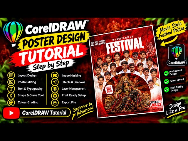 Festival Poster Design in CorelDRAW | Creative Event Poster Tutorial | Step by Step