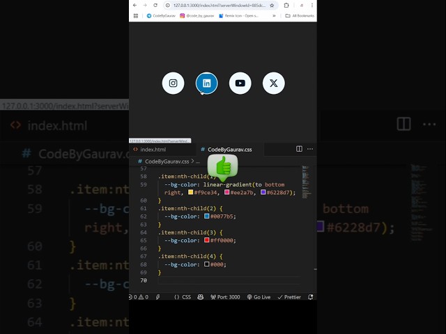 🌐 Social Media Icons with Hover Animation | HTML & CSS #webdevelopment #coding #animation #shorts