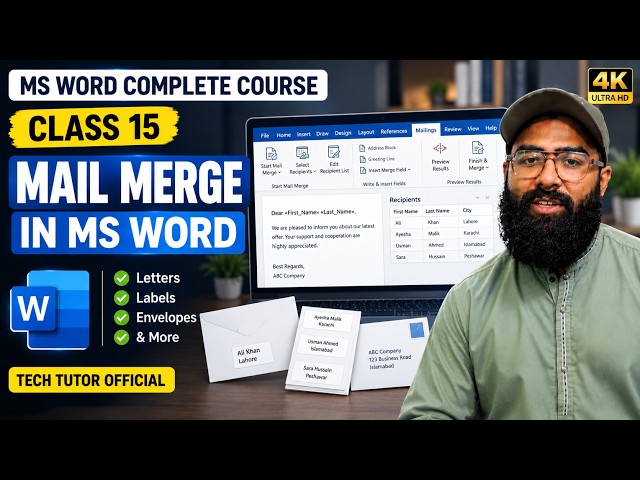 MS Word Complete Course Class 15 | Mail Merge in MS Word | Complete Mail Merge Tutorial- اردو/ हिंदी