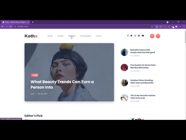 Kotha - Modern Blog PHP Script with Laravel and Vue.js  (super fast, no page refresh)