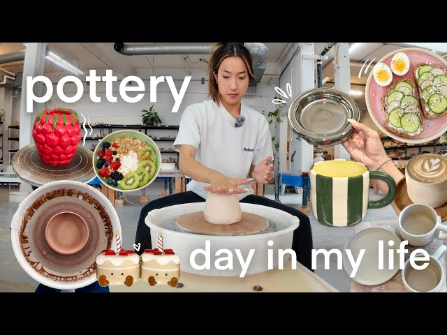 day in my life at the POTTERY STUDIO ✨🩷🍵 mugs and dinnerware!
