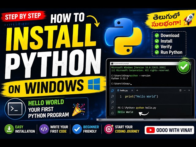 How to Install Python on Windows | Python Installation for Beginners | Hello World Program | Telugu