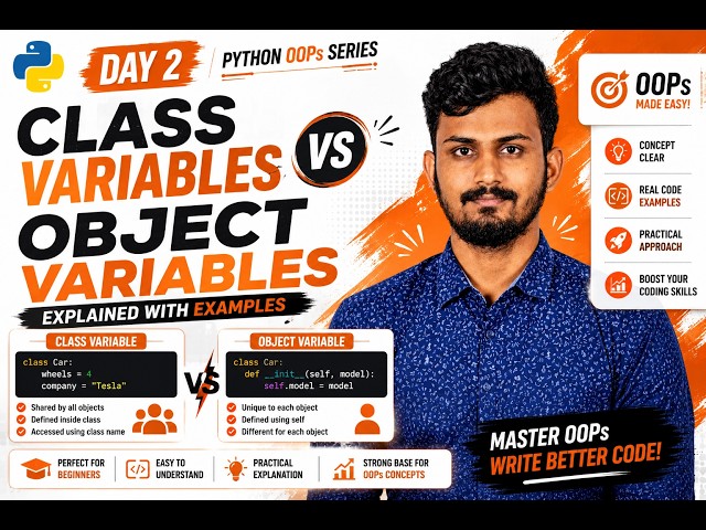Day 2 🚀 Class Variables vs Object Variables in Python | OOPs Explained