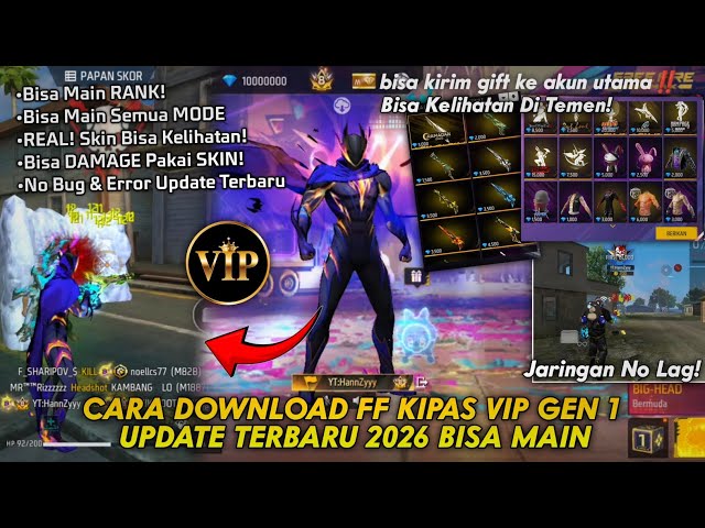 CARA DOWNLOAD FF KIPAS VIP GRATIS TERBARU 2026 BISA DAMAGE🔥‼️ CARA LOGIN FF KIPAS VIP DI ANDROID
