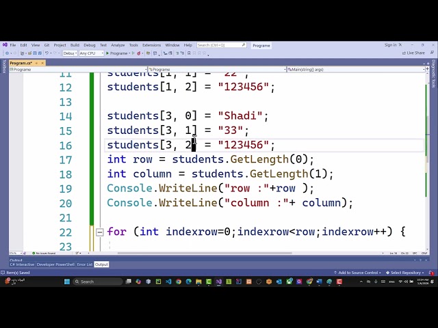 Lecture 8 – C# Programming – Array TwoDimension