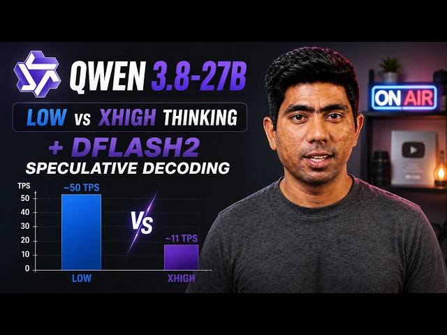 Qwen3.8-27B: Low vs xHigh Thinking + DFlash2 Speculative Decoding on M5 Max ⚡️