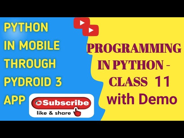 PROGRAMMING IN PYTHON-CLASS 11 with Demo