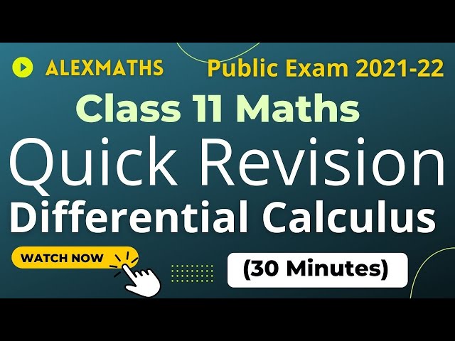 11th Maths Public Exam Quick Revision  2021-22 Differential Calculus in 40 min