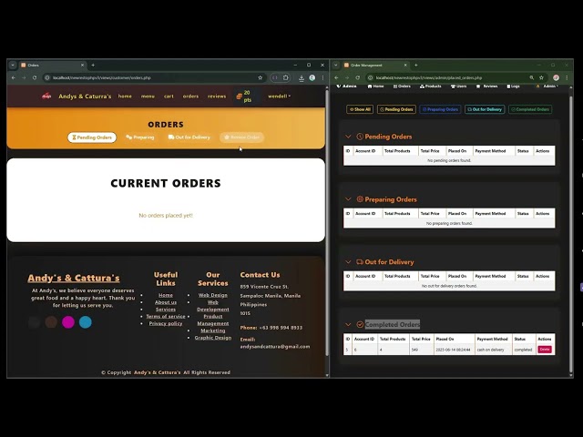 PHP Restaurant Ordering & Loyalty Rewards System | University Web Development Project