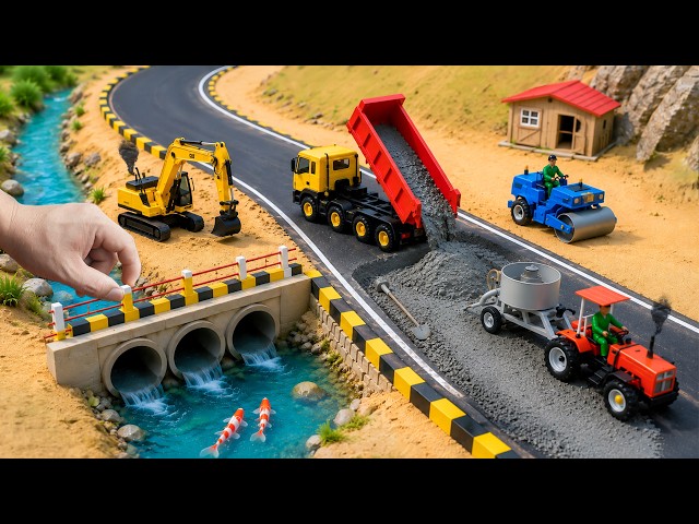 DIY Mini Tractor Road Construction  Brick Work | Village Road Project | @MinMinTractor