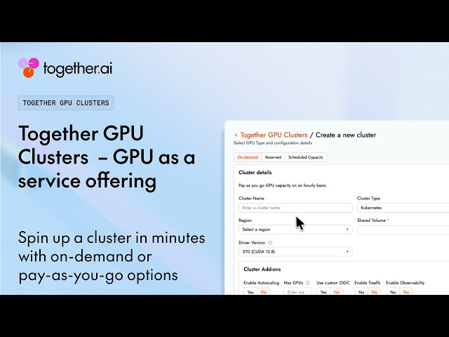 Together GPU clusters – GPU as a service offering