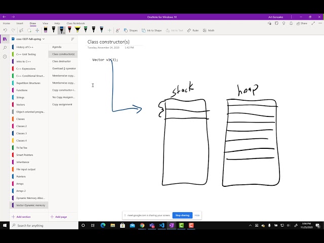 112520 COSC 1337 C++ Dynamic Memory: class constructor, destructor, copy constructor and assignment