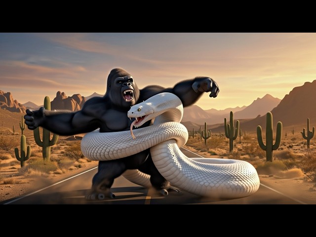Giant Python Attacks the City! 🐍 Gorilla vs Monster Snake | Funny 3D Cartoon Animation