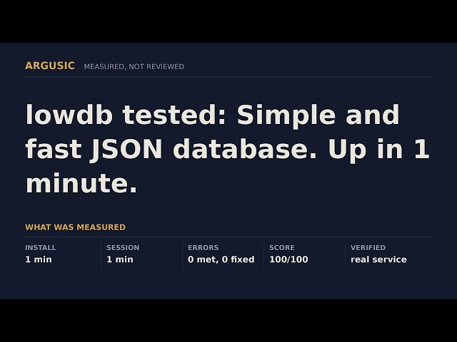 lowdb tested: Simple and fast JSON database. Up in 1 minute.