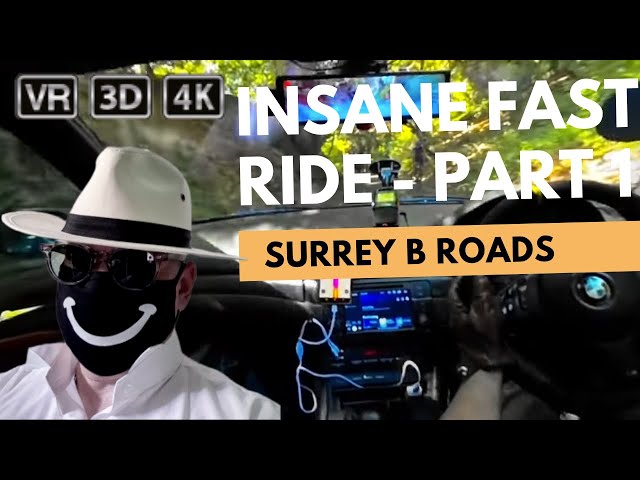 Fast b Roads Drive thought England, Surrey,  VR 3D 180 onboard