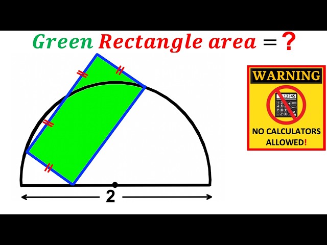 Can you find the area of the Green shaded rectangle? | (Semicircle) | #math #maths #geometry